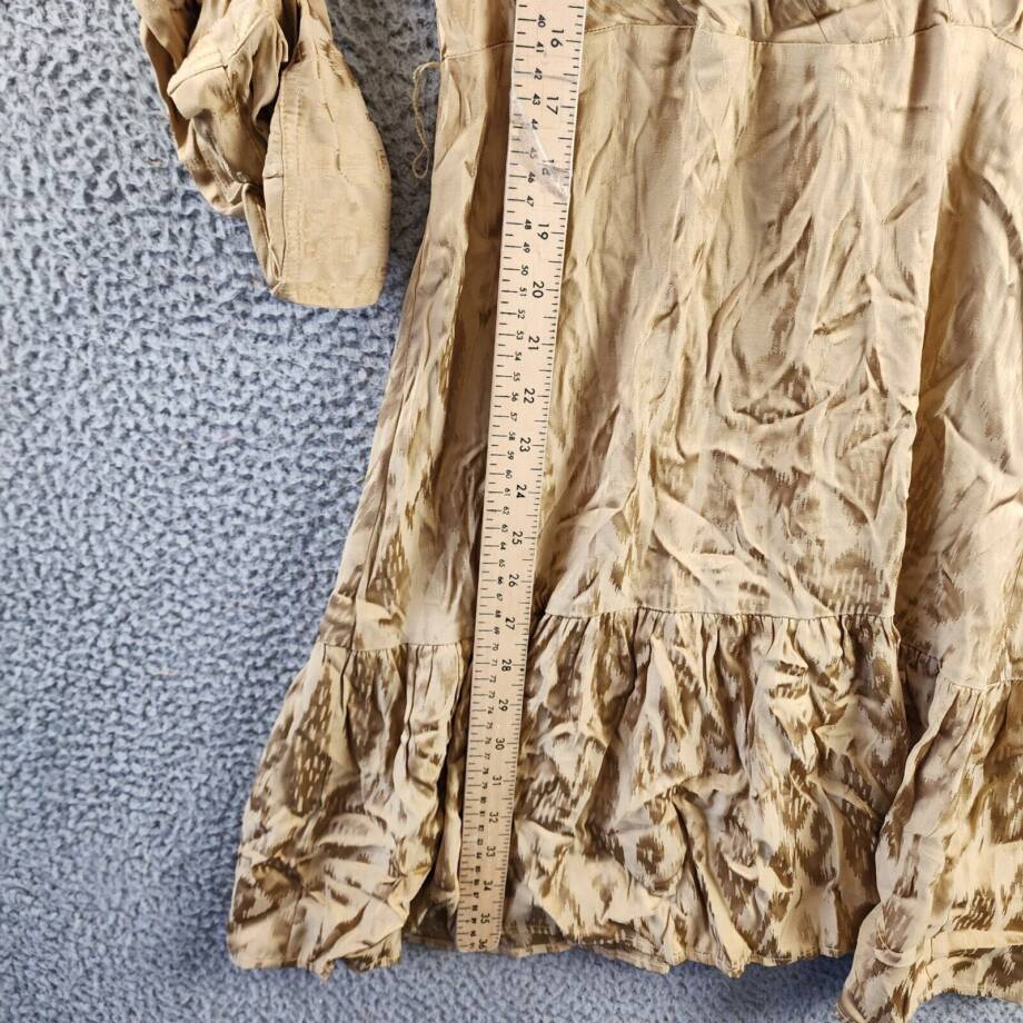Lauren Ralph Lauren Jacquard Shirtdress Women's Birch Tan Side Zip Closure L/S