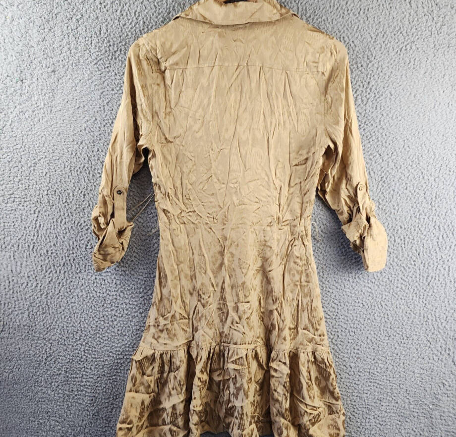Lauren Ralph Lauren Jacquard Shirtdress Women's Birch Tan Side Zip Closure L/S