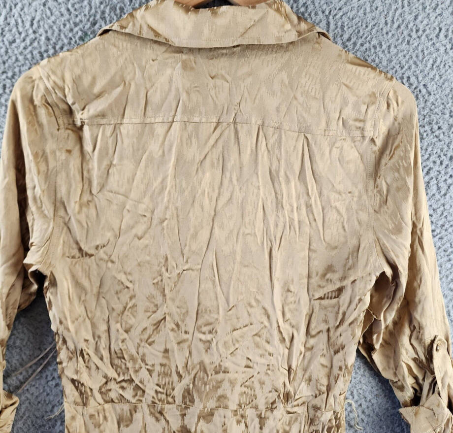 Lauren Ralph Lauren Jacquard Shirtdress Women's Birch Tan Side Zip Closure L/S