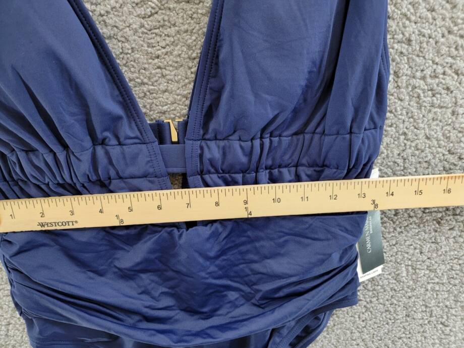Carmen Marc Valvo Plunge-Neck Ruched One-Piece Swimsuit Women's 14 Maritime~