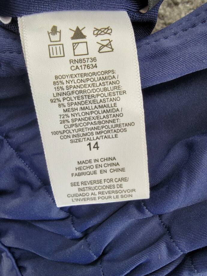 Carmen Marc Valvo Plunge-Neck Ruched One-Piece Swimsuit Women's 14 Maritime~