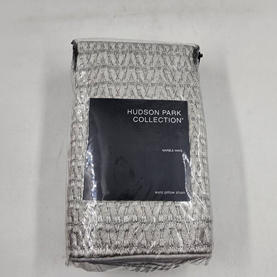 Hudson Park Collection Marble Wave Euro Pillow Sham 26 x 26in Silver Zip Closure