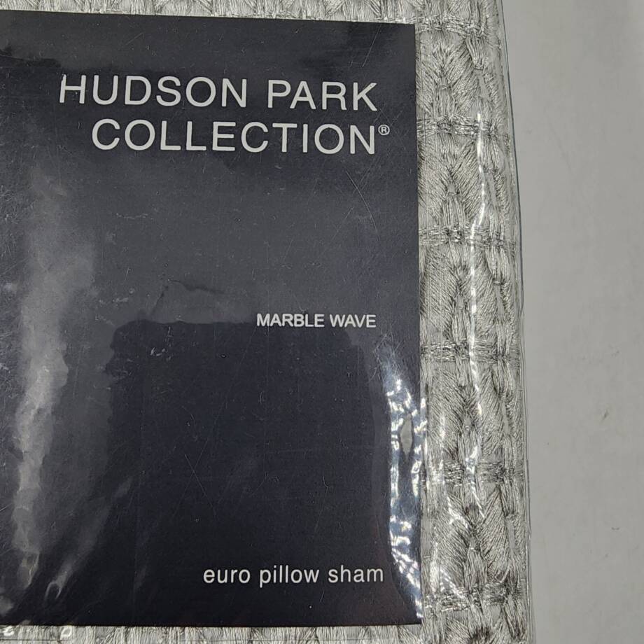Hudson Park Collection Marble Wave Euro Pillow Sham 26 x 26in Silver Zip Closure
