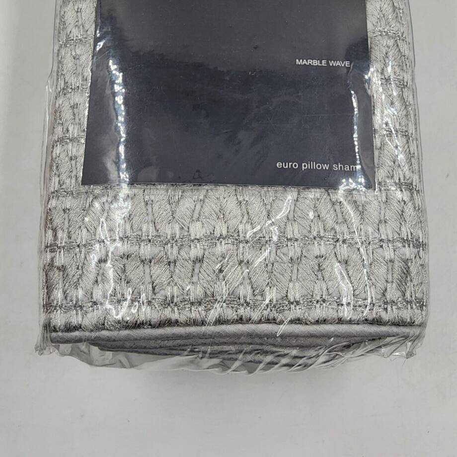 Hudson Park Collection Marble Wave Euro Pillow Sham 26 x 26in Silver Zip Closure