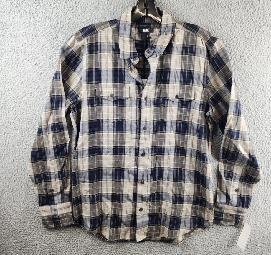 Paige Everett Plaid Flannel Button-up Shirt Men's Small Blackberry Storm