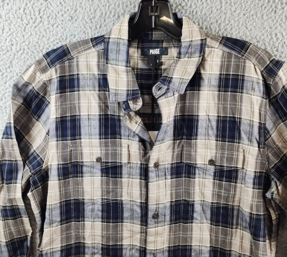 Paige Everett Plaid Flannel Button-up Shirt Men's Small Blackberry Storm