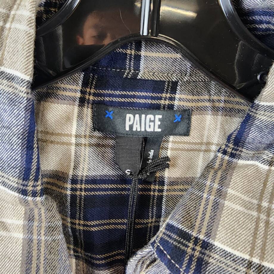 Paige Everett Plaid Flannel Button-up Shirt Men's Small Blackberry Storm