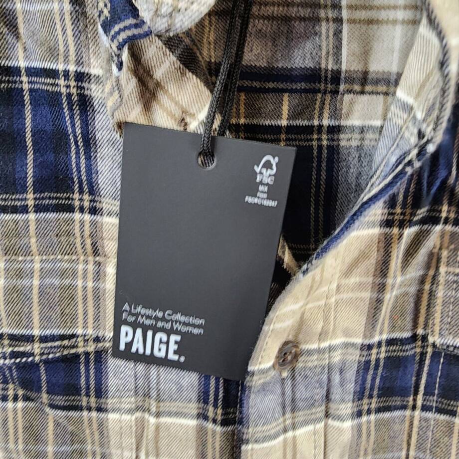 Paige Everett Plaid Flannel Button-up Shirt Men's Small Blackberry Storm