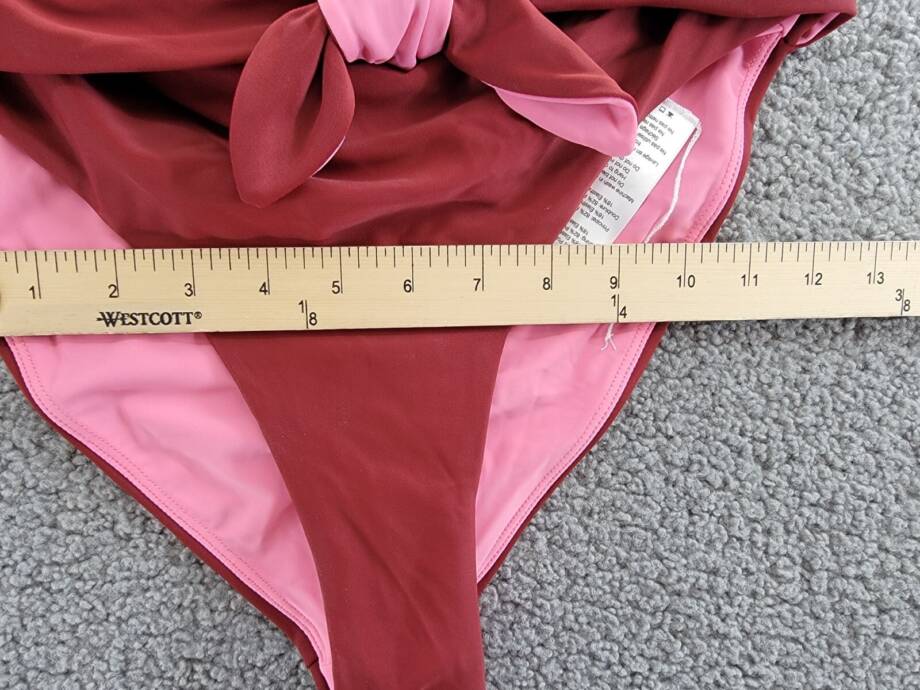 Veronica Beard Azoia Tie Front Bikini Bottoms Women's M Deep Brick Elastic Waist