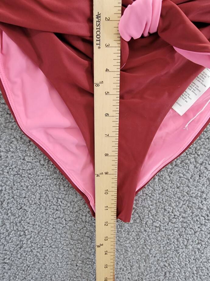 Veronica Beard Azoia Tie Front Bikini Bottoms Women's M Deep Brick Elastic Waist