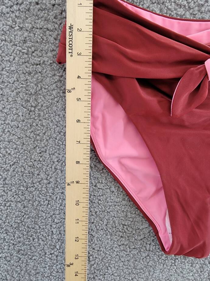 Veronica Beard Azoia Tie Front Bikini Bottoms Women's M Deep Brick Elastic Waist