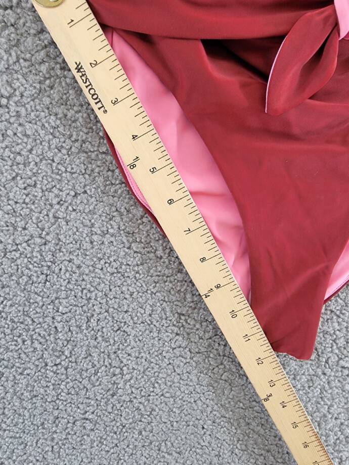 Veronica Beard Azoia Tie Front Bikini Bottoms Women's M Deep Brick Elastic Waist