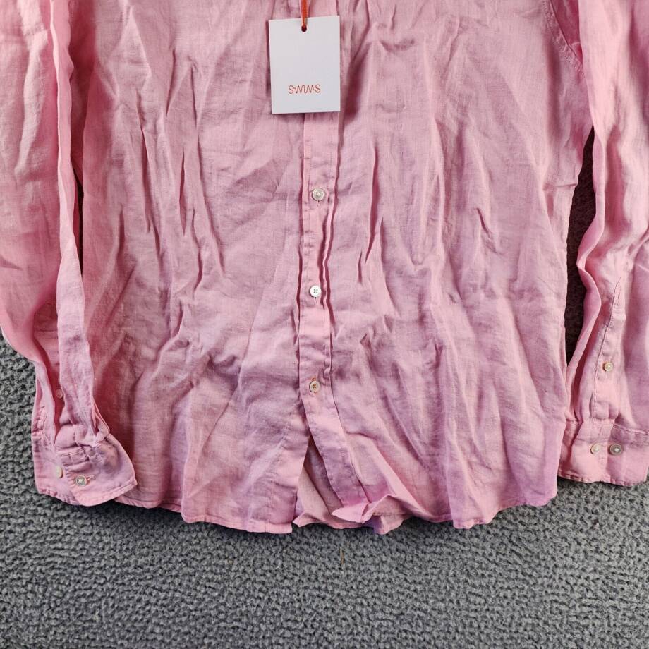 Swims Amalfi Linen Button Up Shirt Men's L Blush Pink Solid Collared Long Sleeve