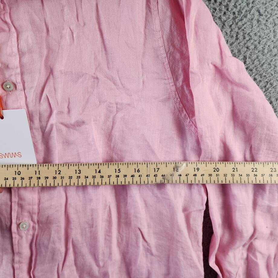 Swims Amalfi Linen Button Up Shirt Men's L Blush Pink Solid Collared Long Sleeve