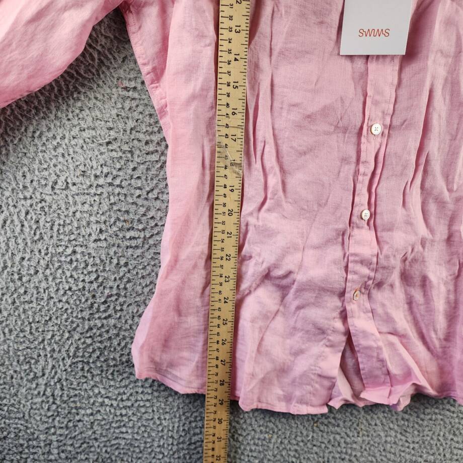 Swims Amalfi Linen Button Up Shirt Men's L Blush Pink Solid Collared Long Sleeve
