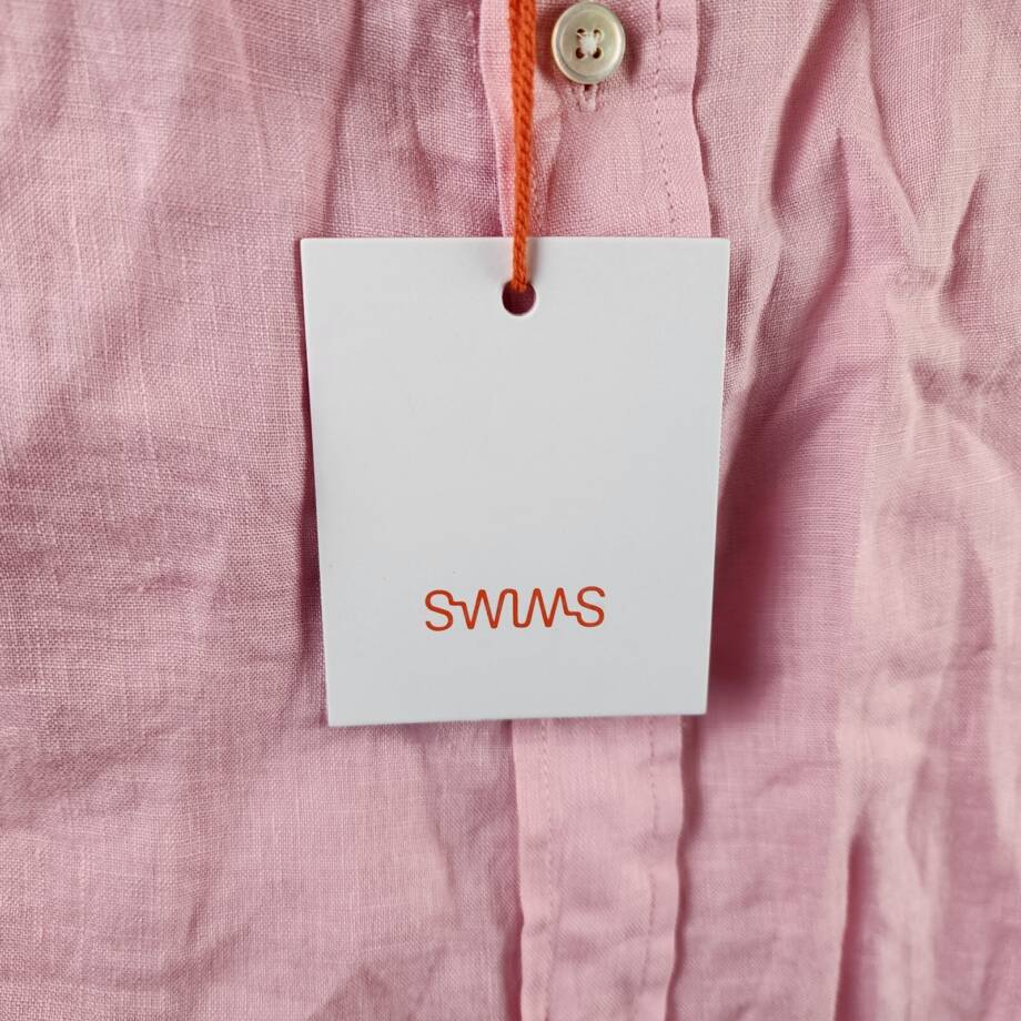 Swims Amalfi Linen Button Up Shirt Men's L Blush Pink Solid Collared Long Sleeve