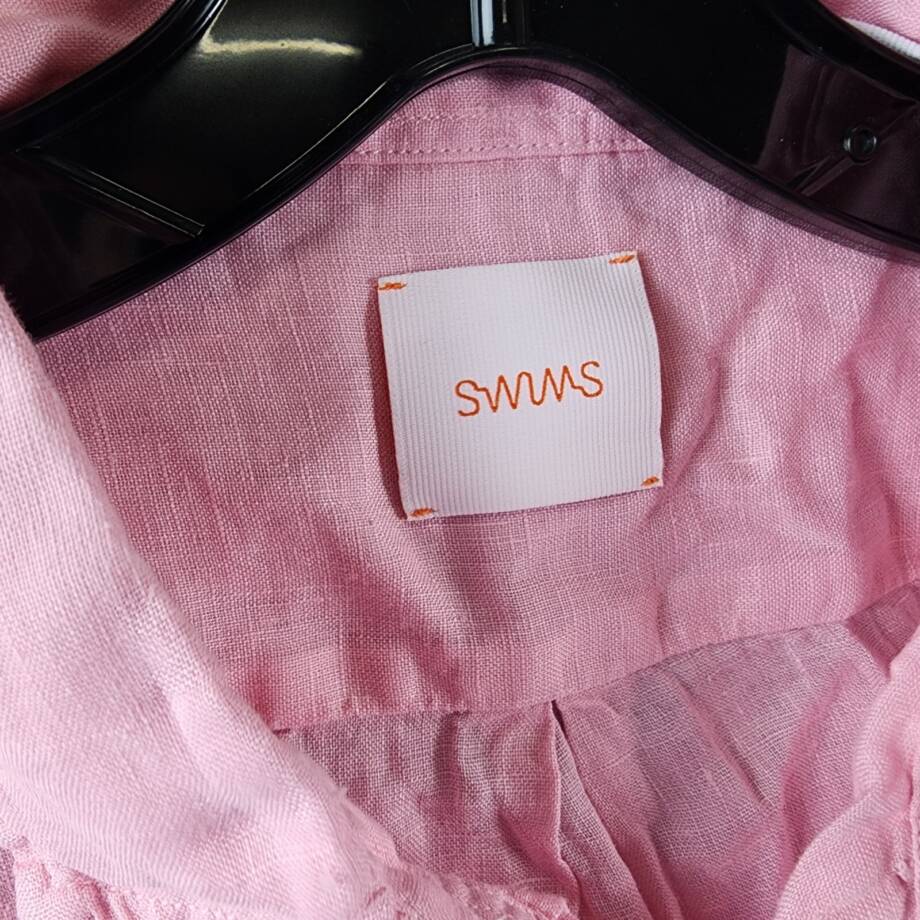 Swims Amalfi Linen Button Up Shirt Men's L Blush Pink Solid Collared Long Sleeve