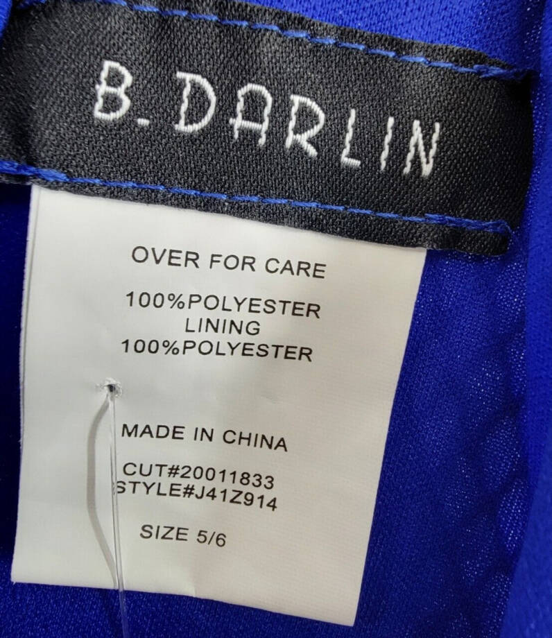 B. Darlin Embellished Rhinestone Halter Gown Juniors 5/6 Blue Sleeveless Button