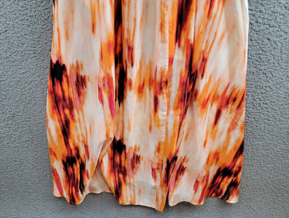 DKNY Printed Satin Strappy Halter Maxi Dress Women's L Orange Blossom Back Tie