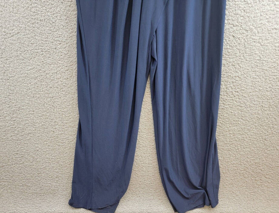 Adrianna Papell Pintucked Wide-Leg Jumpsuit Women's 14 Midnight Back Zip Closure
