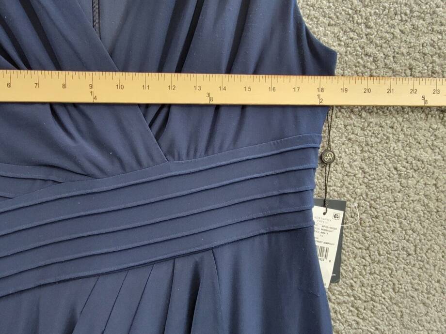Adrianna Papell Pintucked Wide-Leg Jumpsuit Women's 14 Midnight Back Zip Closure