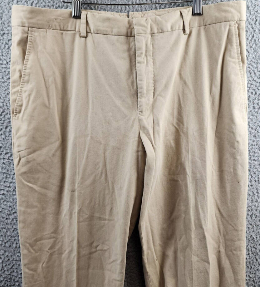 Polo Ralph Lauren Stretch Chino Suit Pants Men's 36/33 Tan Pocket Belt Loop Zip