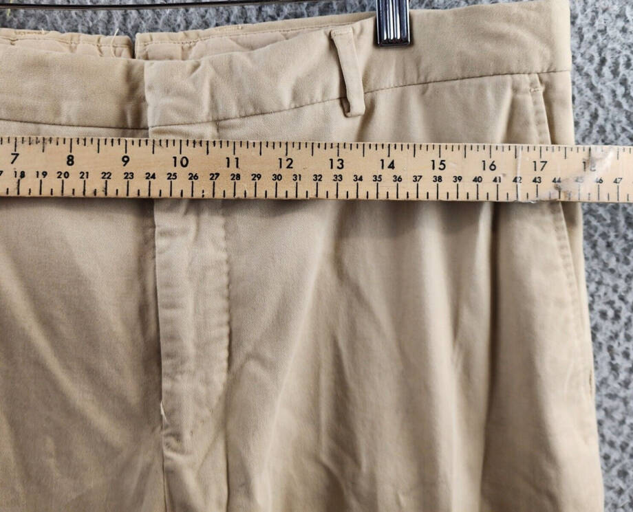 Polo Ralph Lauren Stretch Chino Suit Pants Men's 36/33 Tan Pocket Belt Loop Zip
