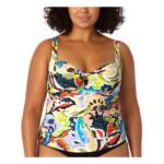 Anne Cole Plus Size Kashmir Paisley Retro Twist Tankini Top Women's 20W Multi
