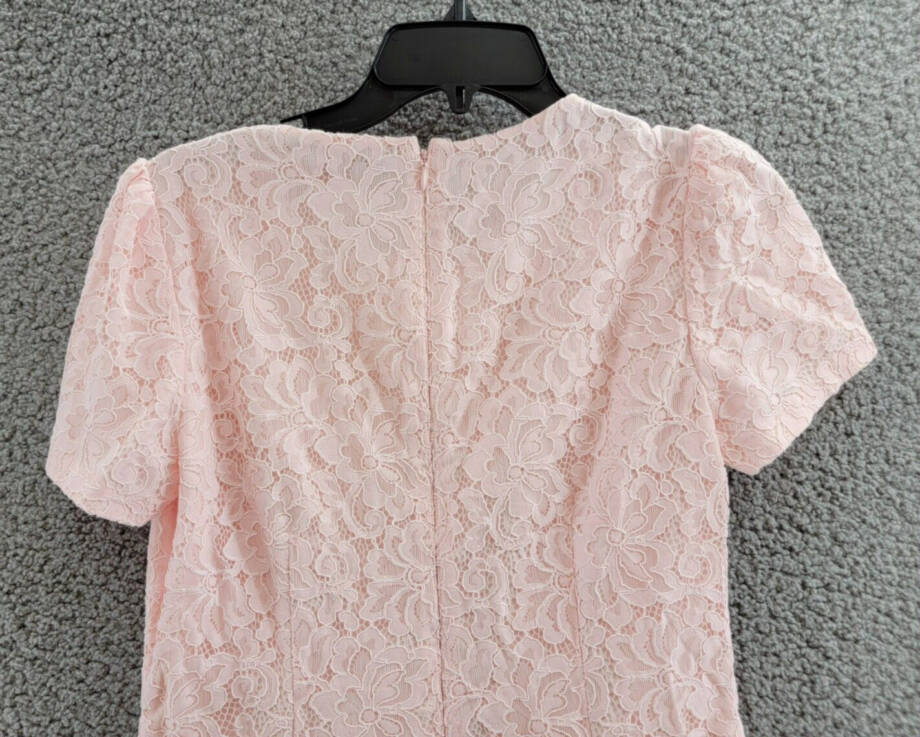 Lauren Ralph Lauren Lace Puff-Sleeve Cocktail Dress Women's 8 Pink Opal +