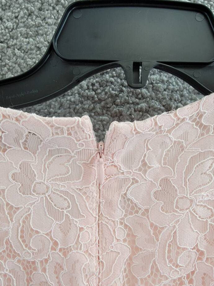 Lauren Ralph Lauren Lace Puff-Sleeve Cocktail Dress Women's 8 Pink Opal +