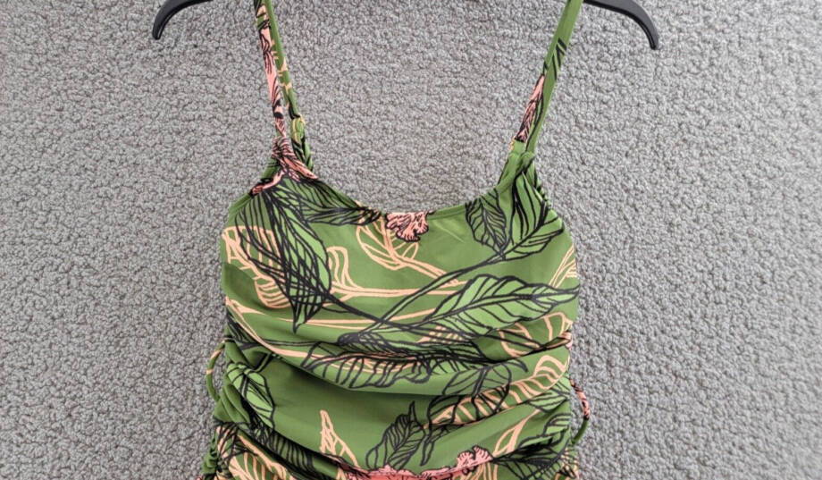 Hutch Zenna One Piece Swimsuit Women's S Green Floral Ruched Scoop Neck Pull On