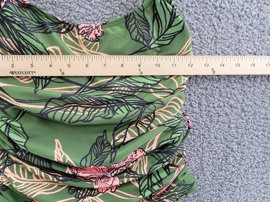 Hutch Zenna One Piece Swimsuit Women's S Green Floral Ruched Scoop Neck Pull On