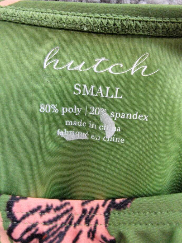 Hutch Zenna One Piece Swimsuit Women's S Green Floral Ruched Scoop Neck Pull On