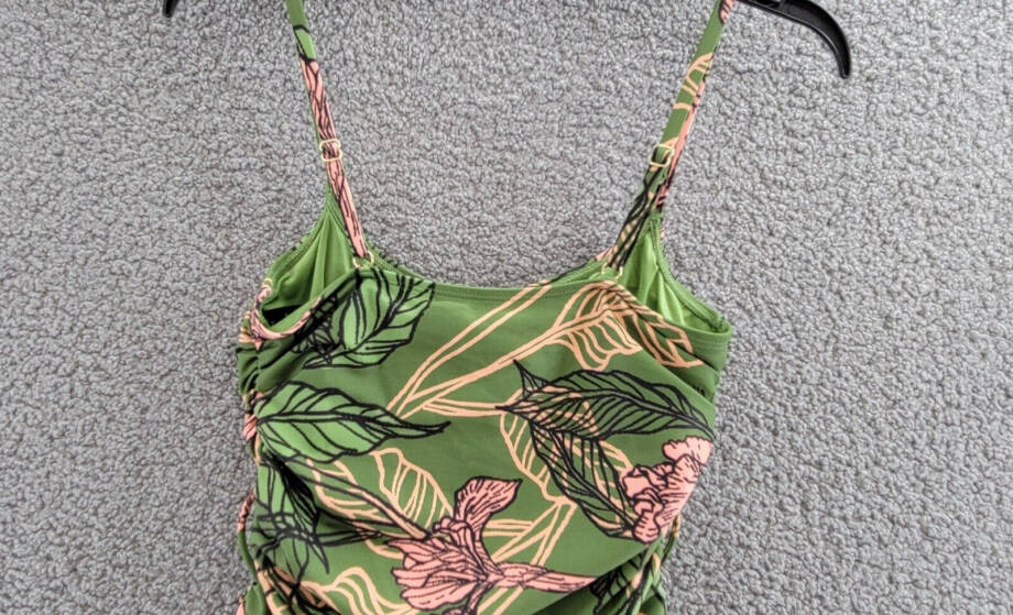 Hutch Zenna One Piece Swimsuit Women's S Green Floral Ruched Scoop Neck Pull On