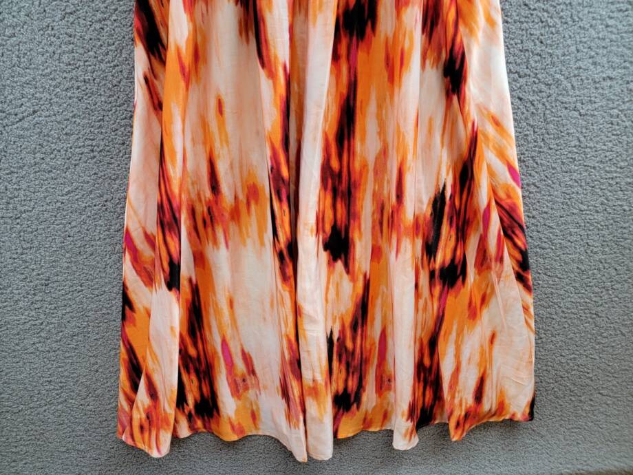 DKNY Printed Satin Strappy Halter Maxi Dress Women's M Orange Blossom Back Tie