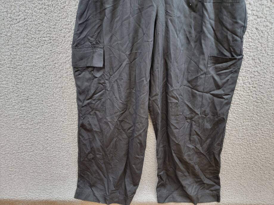 French Connection Elkie Button-Down Cargo Jumpsuit Women's L Black Collared