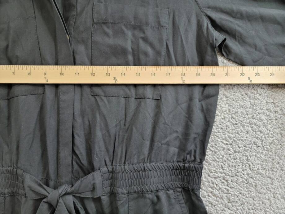 French Connection Elkie Button-Down Cargo Jumpsuit Women's L Black Collared