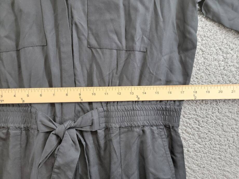 French Connection Elkie Button-Down Cargo Jumpsuit Women's L Black Collared