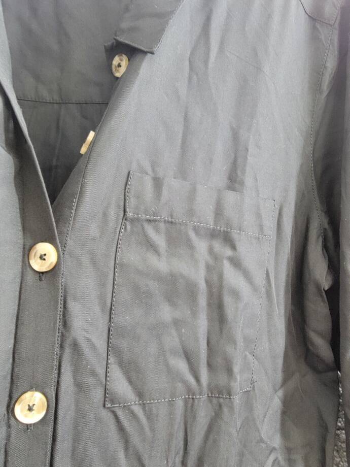 French Connection Elkie Button-Down Cargo Jumpsuit Women's L Black Collared