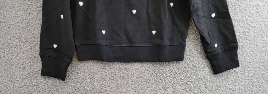 Rails Ramona Heart Embroidered Sweatshirt Women's XS Black Crew Neck Long Sleeve