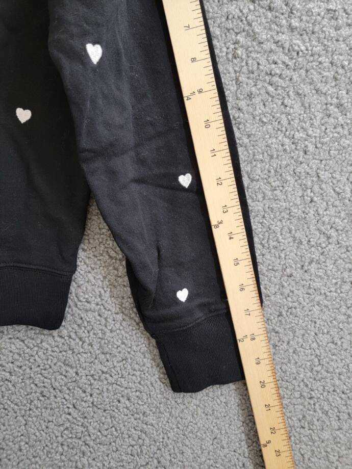 Rails Ramona Heart Embroidered Sweatshirt Women's XS Black Crew Neck Long Sleeve