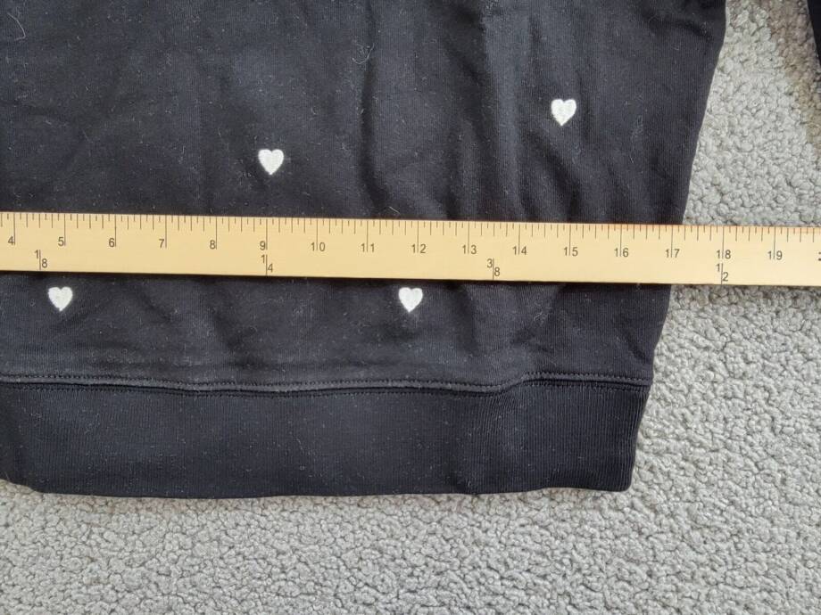 Rails Ramona Heart Embroidered Sweatshirt Women's XS Black Crew Neck Long Sleeve