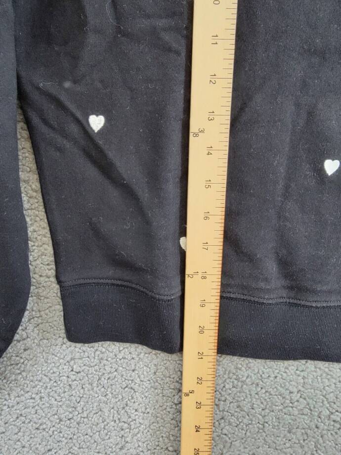 Rails Ramona Heart Embroidered Sweatshirt Women's XS Black Crew Neck Long Sleeve