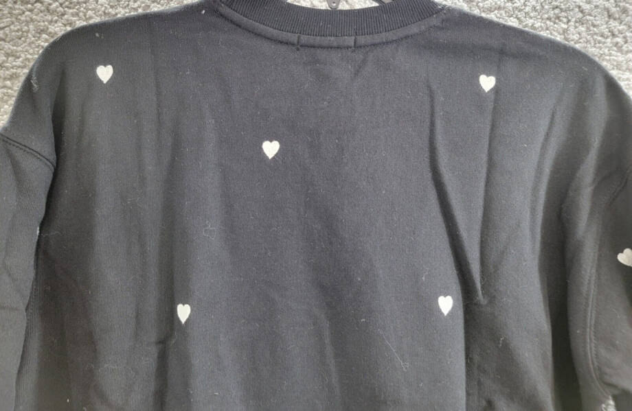 Rails Ramona Heart Embroidered Sweatshirt Women's XS Black Crew Neck Long Sleeve