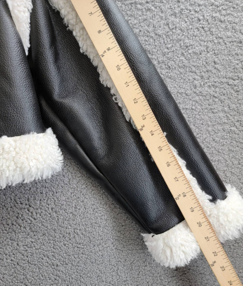 Stand Studio Kristy Faux Shearling Jacket Women's 36 Black And Off White L/S~