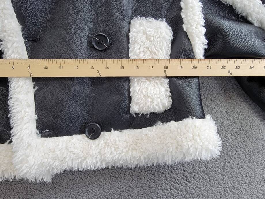 Stand Studio Kristy Faux Shearling Jacket Women's 36 Black And Off White L/S~