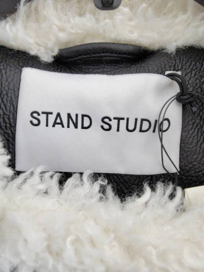 Stand Studio Kristy Faux Shearling Jacket Women's 36 Black And Off White L/S~