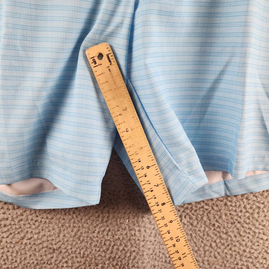 PGA TOUR Striped 8" Golf Shorts Men's 44 Ethereal Blue Pocket Button Zip Closure