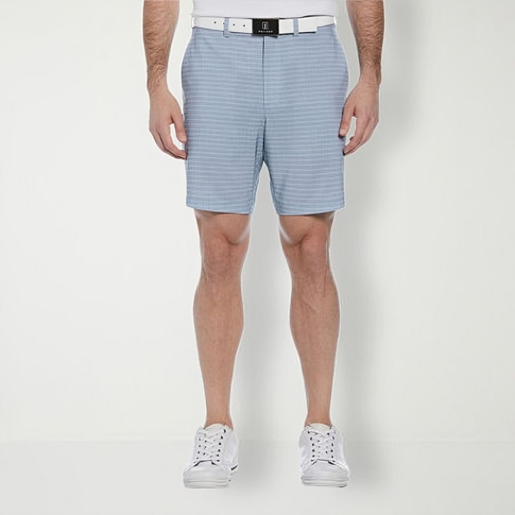 PGA TOUR Striped 8" Golf Shorts Men's 30 Tradewinds Pocket Button Zip Closure