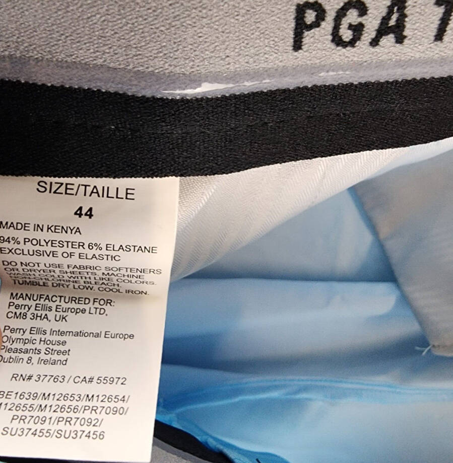 PGA TOUR Striped 8" Golf Shorts Men's 44 Ethereal Blue Pocket Button Zip Closure
